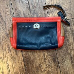 Coach Red and Black Wristlet Clutch
